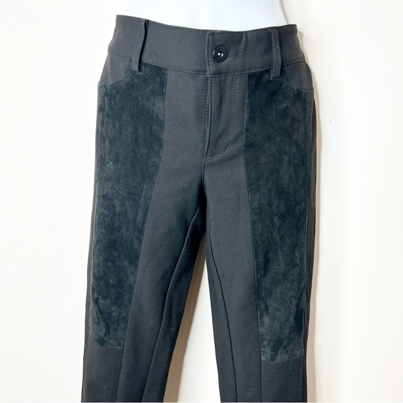 Club Monaco Suede Panelled Riding Pants Trousers High Rise Straight leg Black 00 - Picture 8 of 16